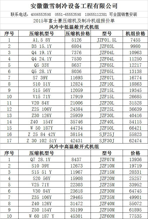 2015年富士豪壓縮機及制冷機組最新價格.png